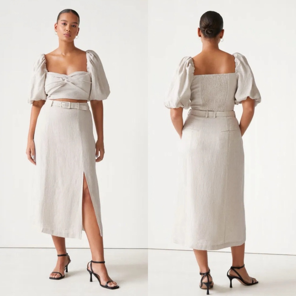 & OTHER STORIES Belted Linen Midi Skirt